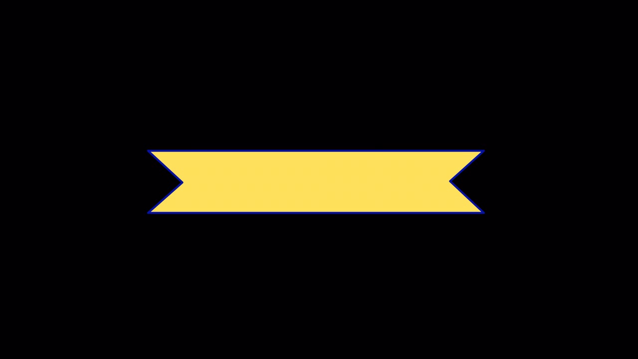 Animated Yellow Banner with Blue Outline Expanding on Black Background