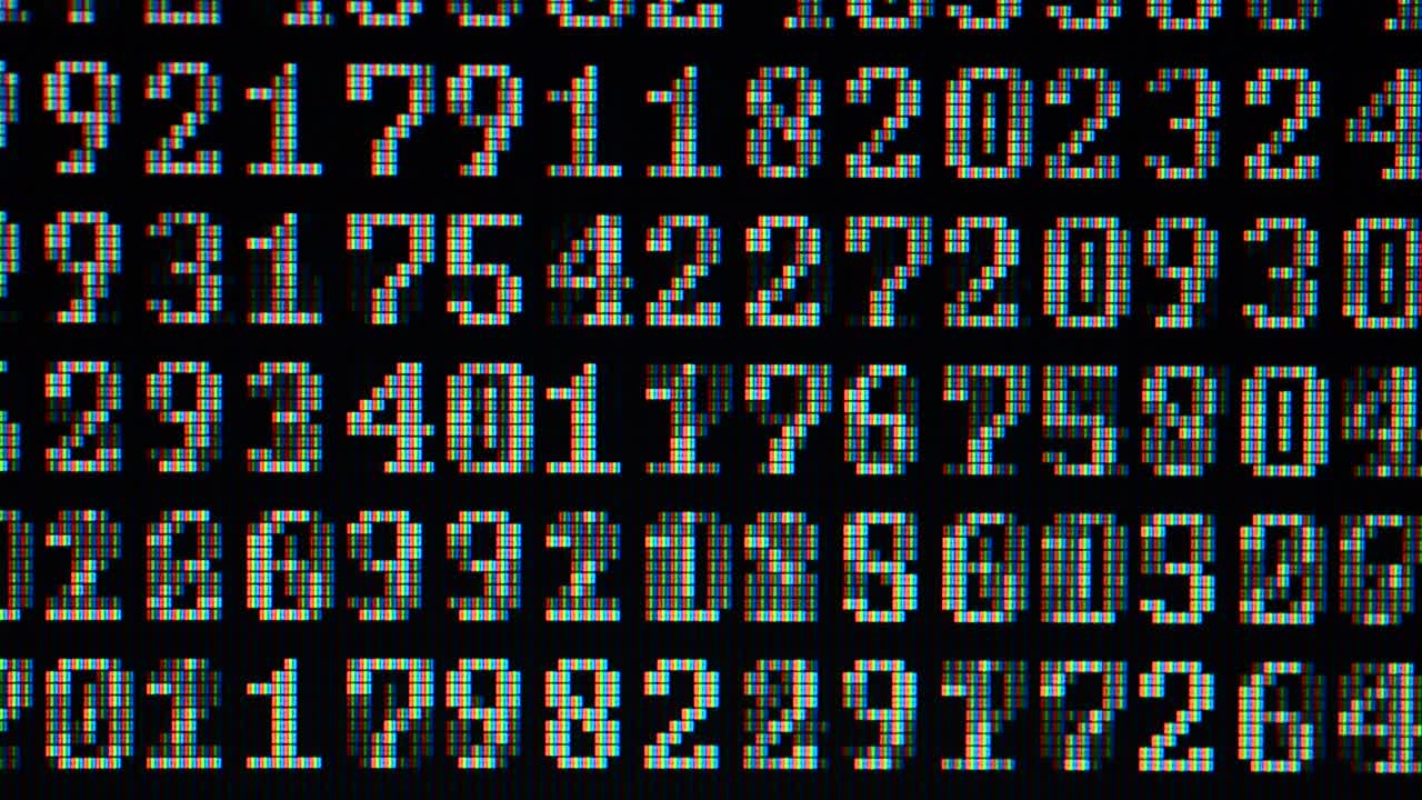 Binary code on the monitor screen. Shooting of a binary code, background