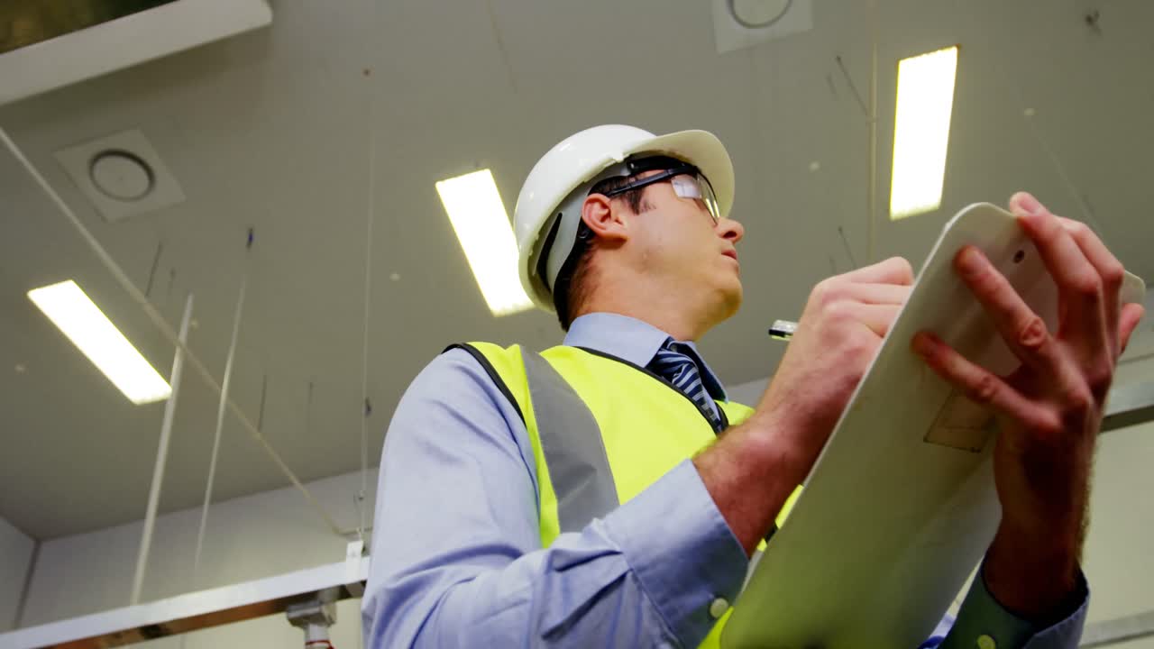 oficial de inspección escribiendo en el clipboard