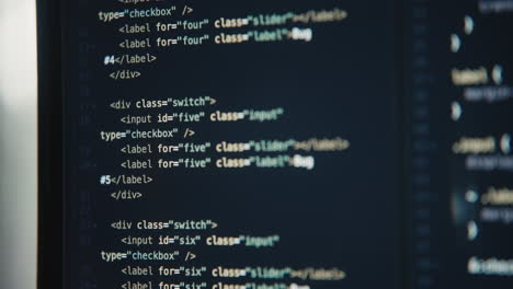 close-up of html code on computer screen