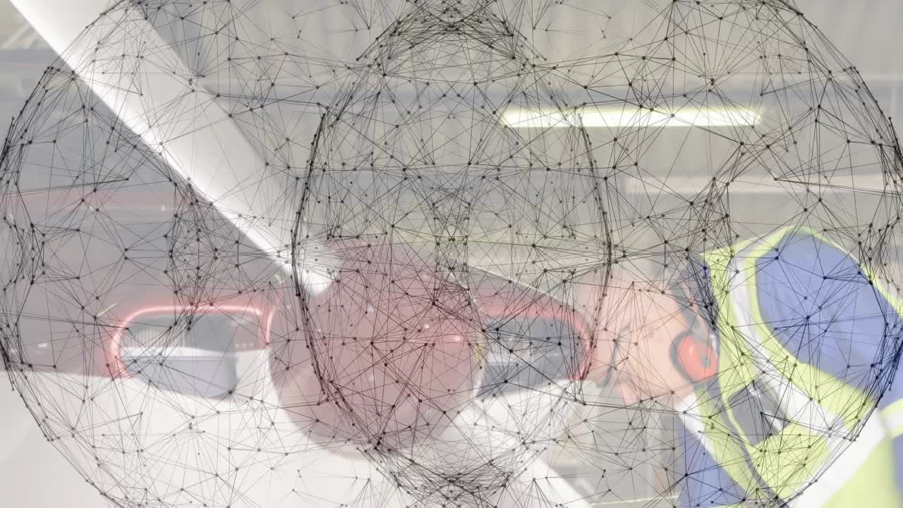 세계 지도를 가로지르는 연결 네트워크의 애니메이션