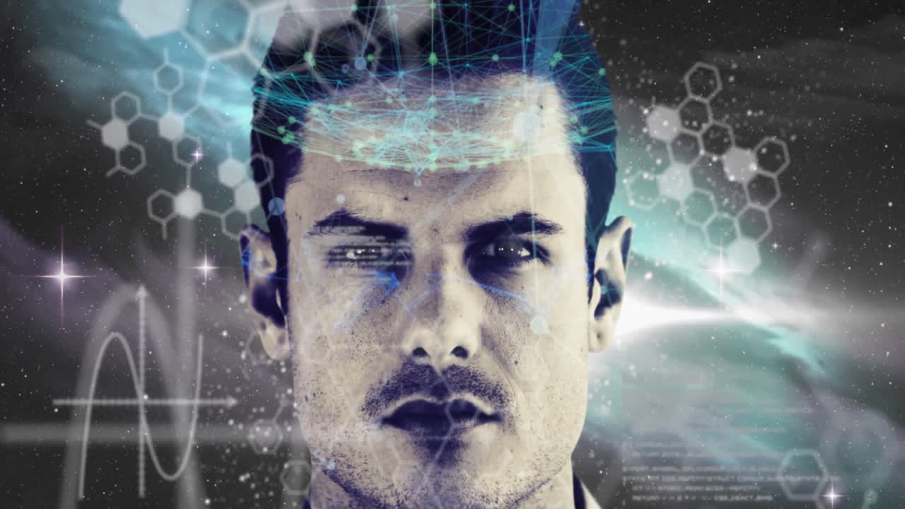 procesamiento de datos médicos sobre el hombre contra el espacio en el fondo