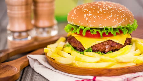 tasty and appetizing hamburger cheeseburger