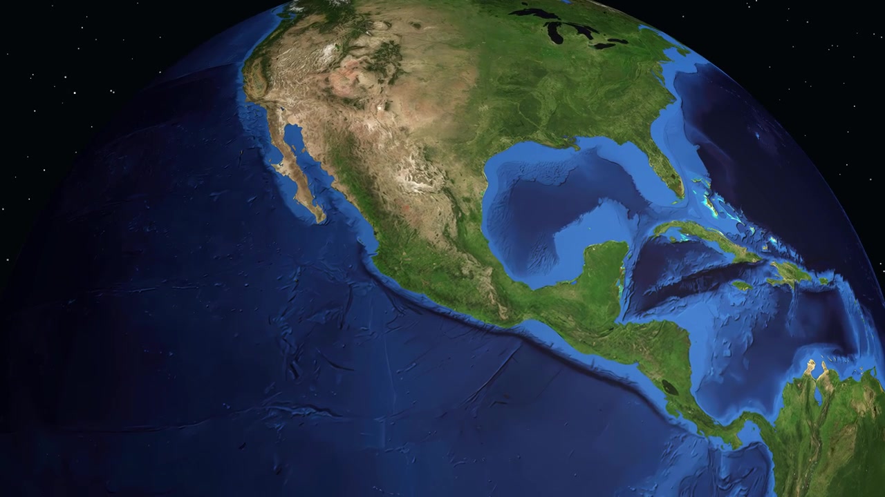 Un'animazione digitale zooma dallo spazio su León, Messico, con dati sulla popolazione e un indicatore di posizione