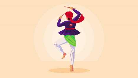 happy navratri animation with male dancer