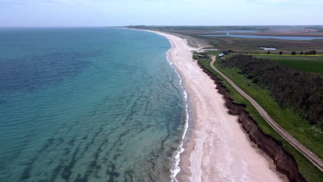 4k coastline aerial wide view