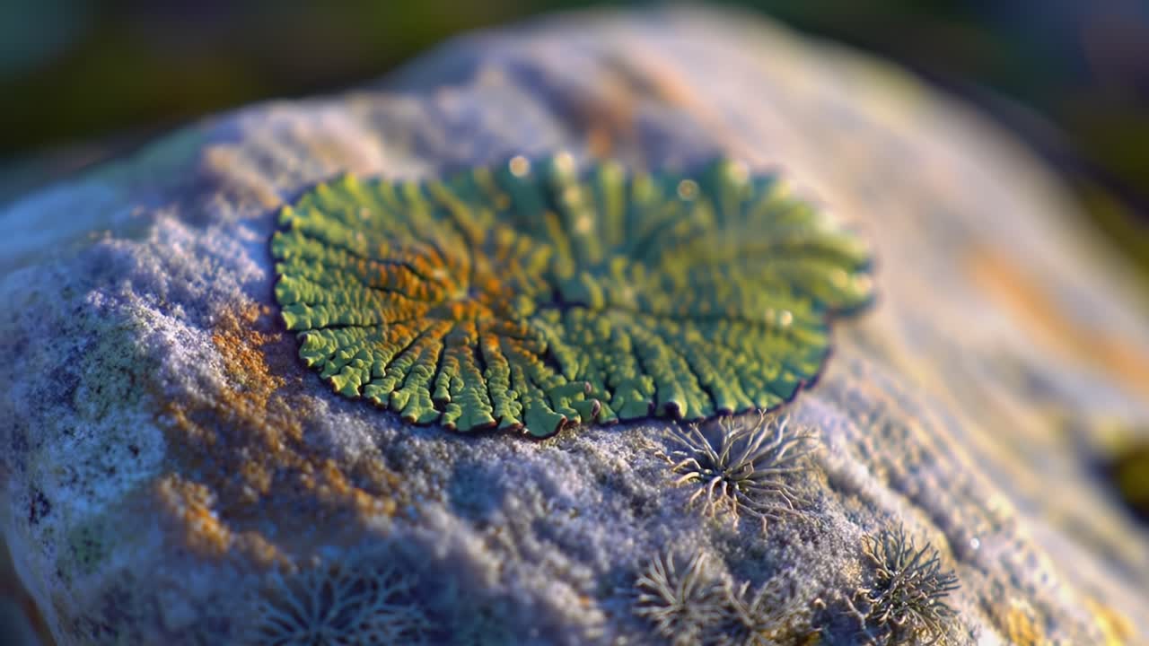 A Captivating Close-Up of a Green Leaf Resting on a Textured Stone Surface, Showcasing the Beauty of Nature and the Intricacies of Plant Life