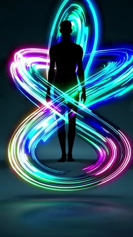 abstract figure with glowing light trails
