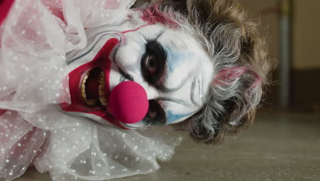 closeup of scary clown