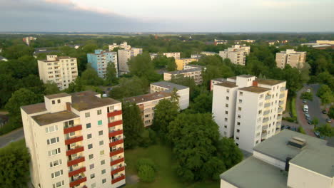 aerial view of residential buildings in huchting district of bremen, germany at daytime