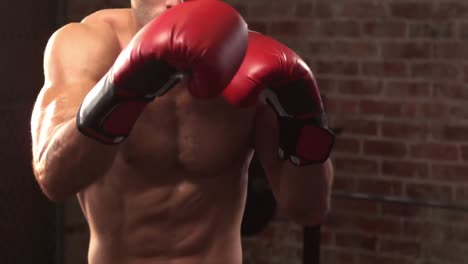 fit man shadow boxing with gloves