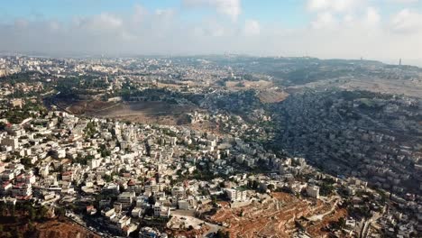 aerial footage over east jerusalem silwan neighborhood and the old city