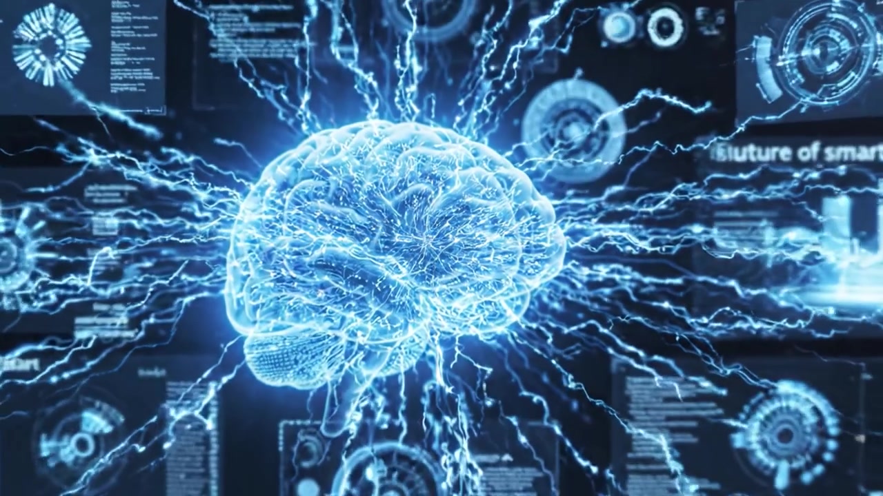 A Visually Stunning Representation of the Human Brain's Neural Activity and Digital Interface Interactions in a Futuristic Context