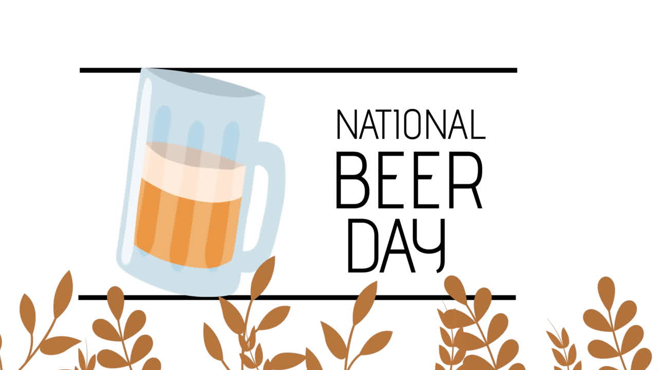Animation of national beer day text over beer icon