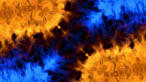 fire flames on black background. burning fire flame. fiery orange blue glowing. loop vj kaleidoscope background. fiery mosaic motion background 4k