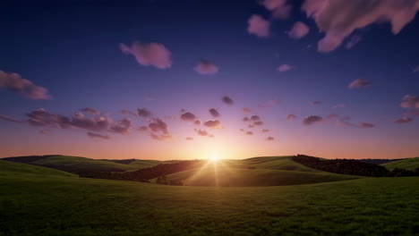 beautiful sunrise and sunset landscapes of a meadow and hills