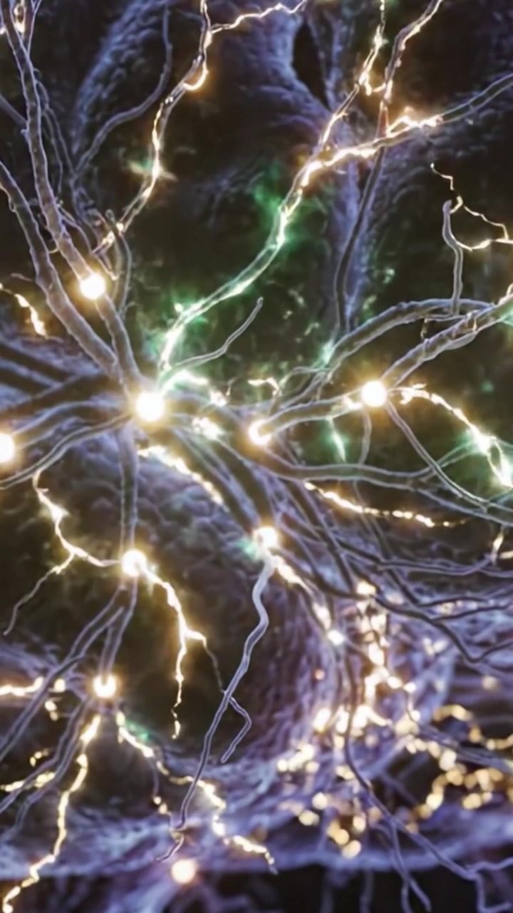 Exploring the Intricate Structures of Neurons: A Journey Through the Neural Pathways Highlighting the Transitions from Dark to Illuminated Connections