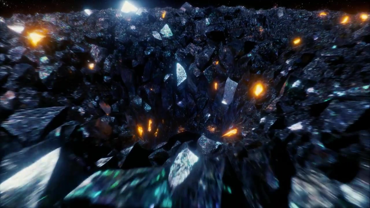 Flying Through a Dark Crystal Tunnel in Deep Space
