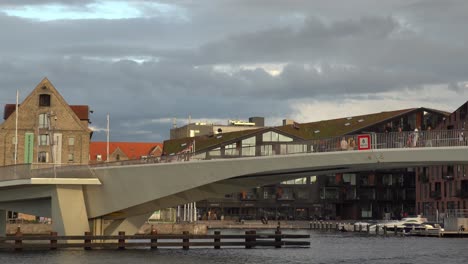 pedestrian bridge on a canal in copenhagen, denmark