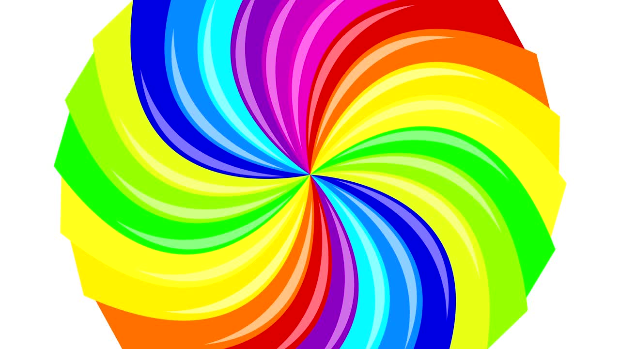 el arco iris de fondo colorido que gira en espiral. animación 4k.