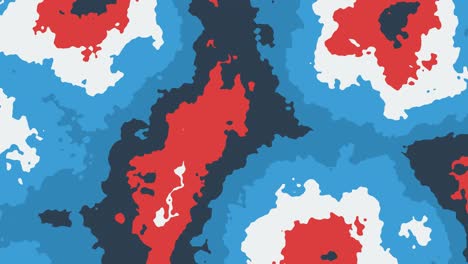 animación abstracta de coloridas formas circulares en movimiento rojas, azules y blancas. fondo animado de bucle sin costuras, papel tapiz.