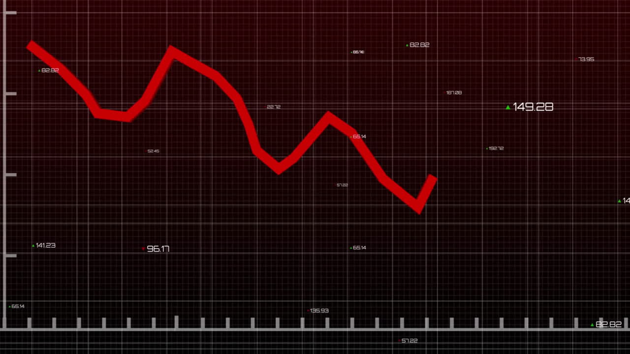Animation of financial data processing on black background