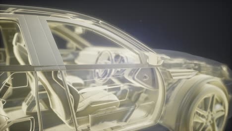 Animación-Holográfica-Del-Modelo-De-Coche-De-Estructura-Metálica-3d