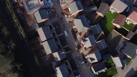 Neubau-Wohnsiedlung-Vogelperspektive-Antenne-Overhead-Baustelle-UK-Railway