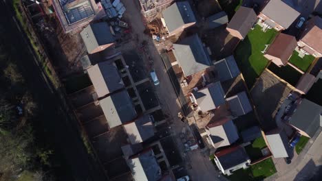 edificio nuevo urbanización vista de pájaro sobrecarga aérea sitio en construcción ferrocarril del reino unido