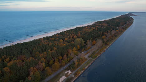 dusk over hel peninsula with forest and coastline