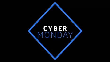 el texto blanco y azul de cyber monday aparece