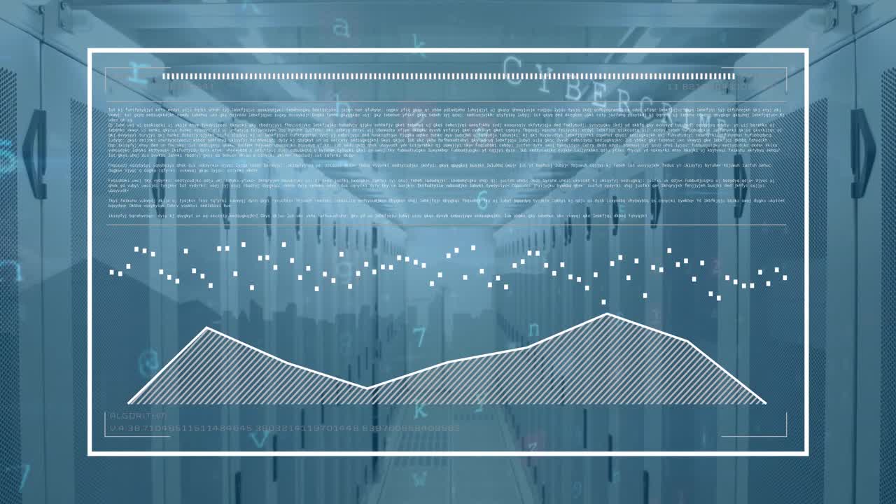 Animation of graphs, loading bars over data server room