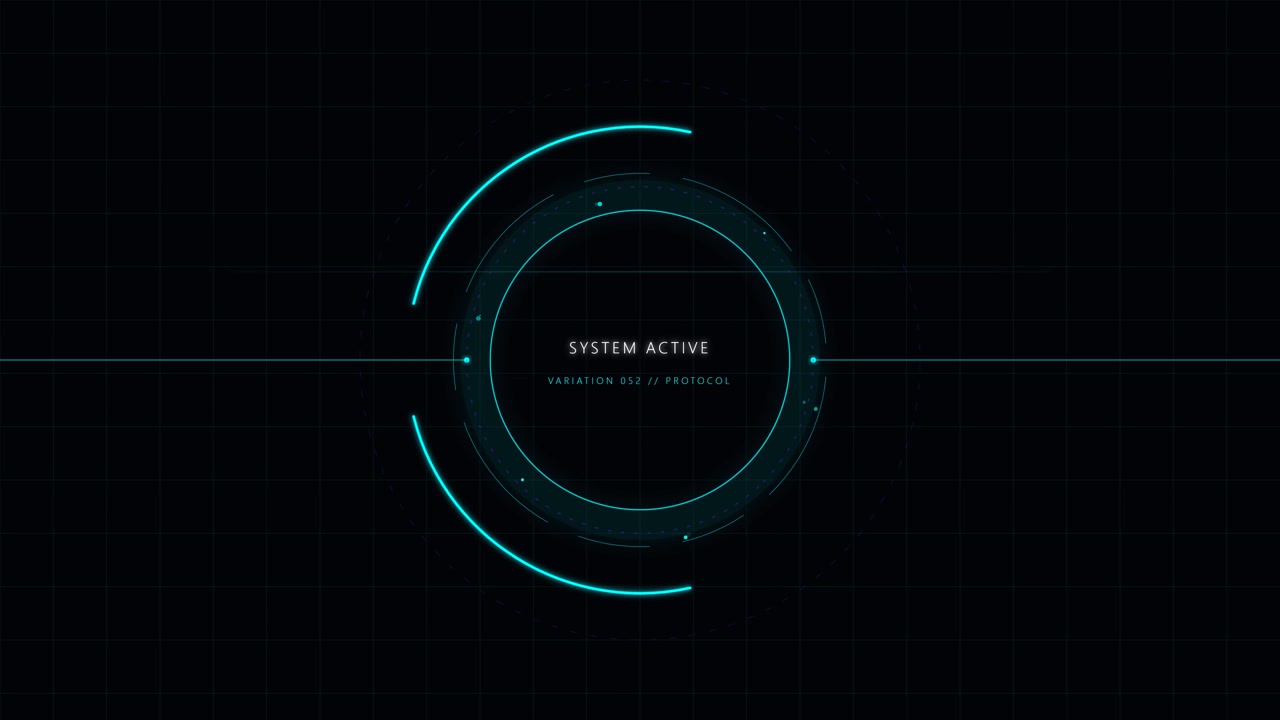 Futuristic Digital Interface HUD with Rotating Circular Loading Animation