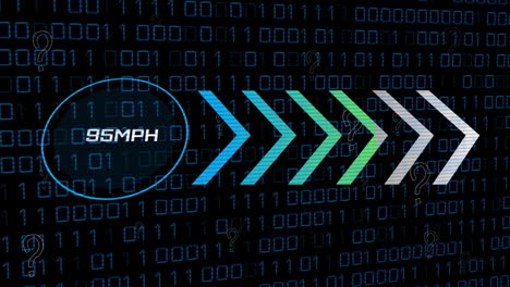 Animation of internet speed, arrows and binary coding