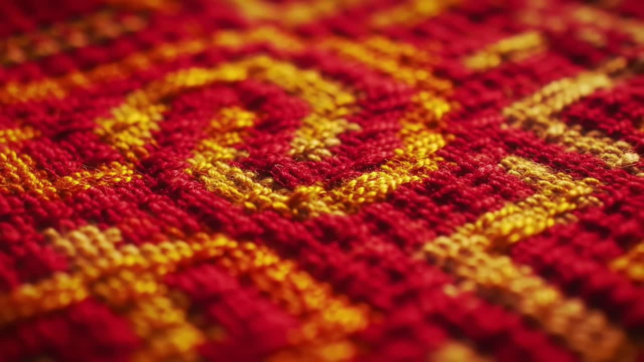 Close-up of Red and Orange Woven Fabric
