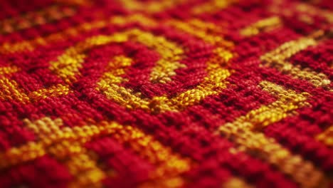 close-up of red and orange woven fabric