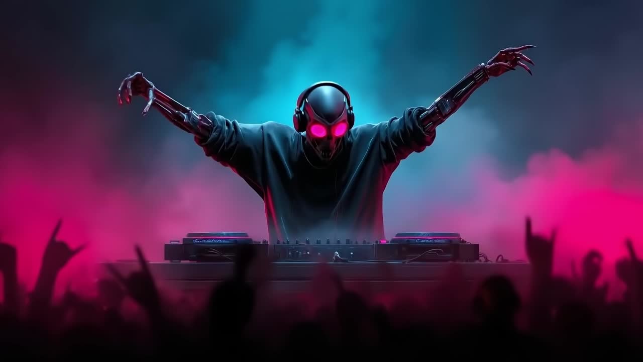 A man in a black hoodie with his arms outstretched in front of a crowd