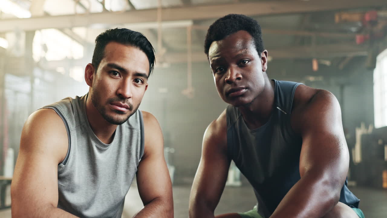 Fitness, men and fist bump in gym with confidence