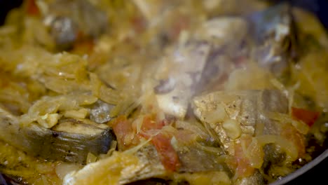 Close-Up-View-Of-Fish-Curry-Being-Fried