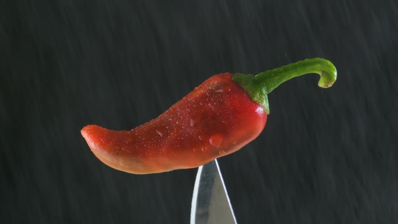 물 스프레이에 칼 끝에  ⁇ 은 칠리 페퍼