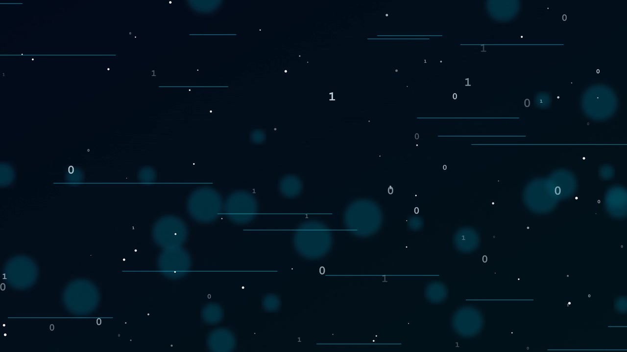 Digital Binary Code Background with Floating Data Particles