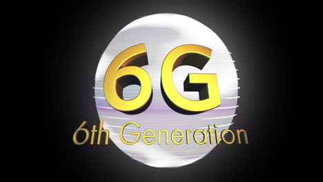 Animation-of-6g-6th-generation-over-globe-on-black-background