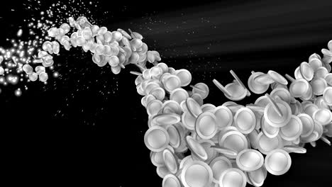 partículas de moneda de plata, animación en cg