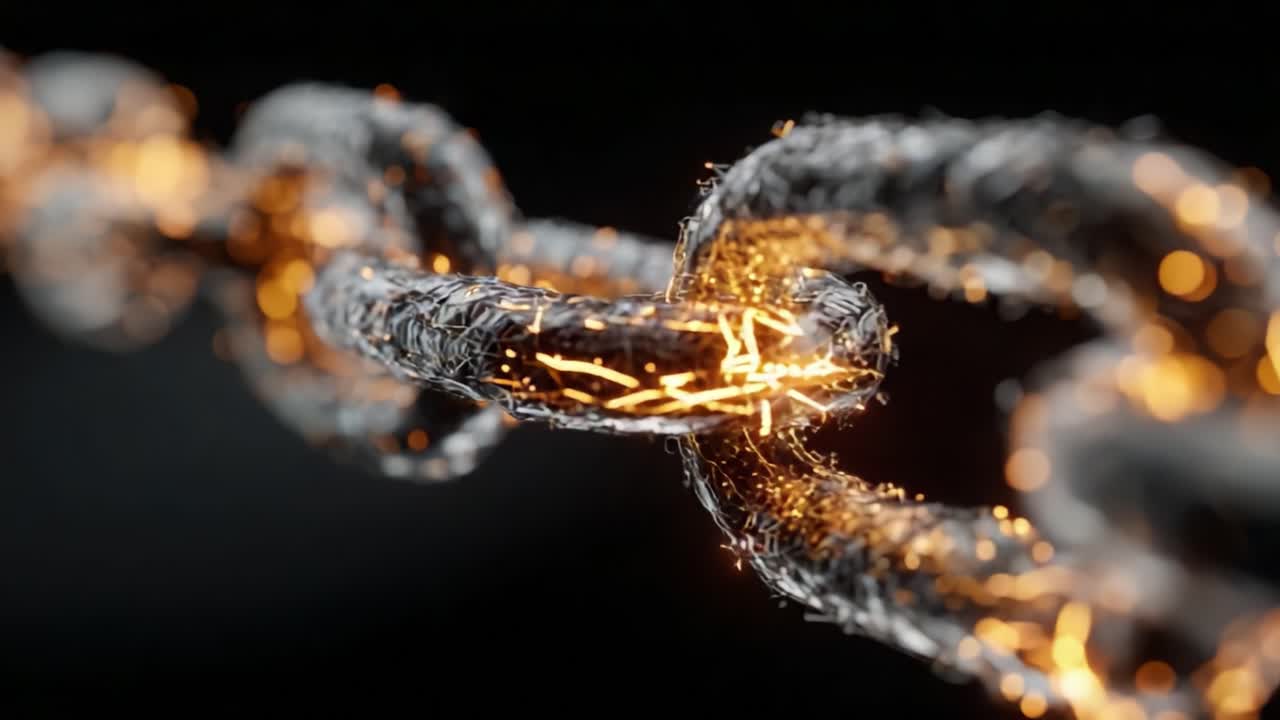 A Stunning Close-Up of a Glowing Chain Link, Showcasing Intricate Details and Vibrant Energy, Symbolizing Connection, Strength, and Digital Transformation