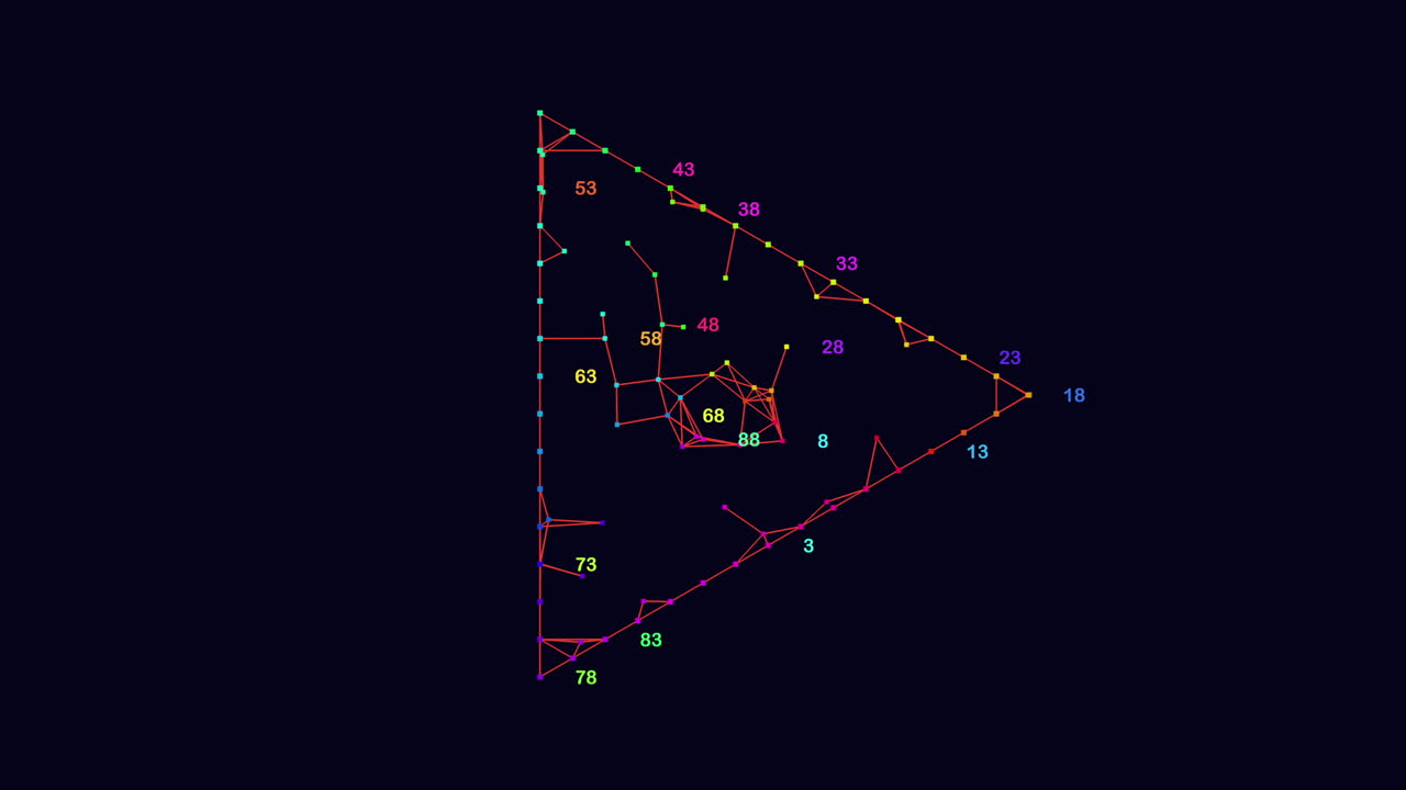 삼각형 모양으로 배열된 삼각형 패턴 숫자