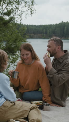 family picnic by the lake