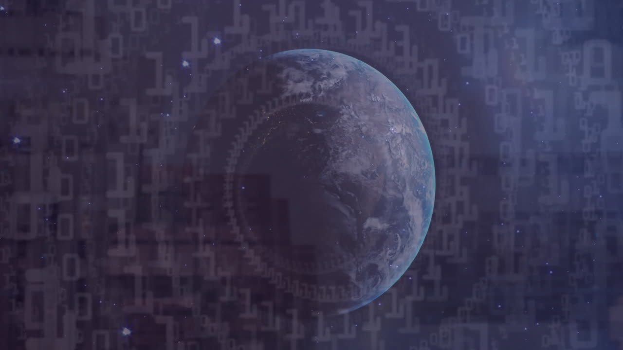 전 세계에 대한 바이너리 코딩 데이터 처리 애니메이션