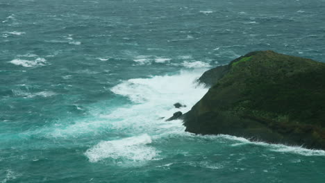 stormy azorean coastline detail, from monte da guia, horta, azores