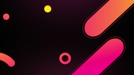 animación de cápsulas anaranjadas, rosadas y amarillas y círculos que se mueven sobre fondo negro