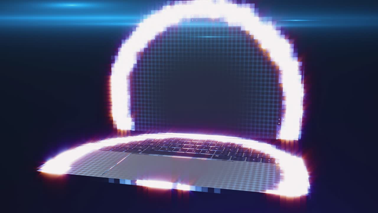 ilustración de la computadora portátil con píxeles